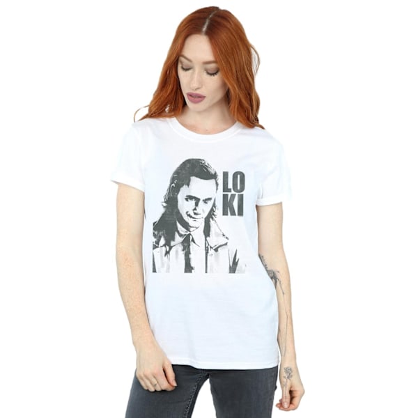 Marvel Dam/Damer Loki Head Poster Bomull Boyfriend T-Shirt White M