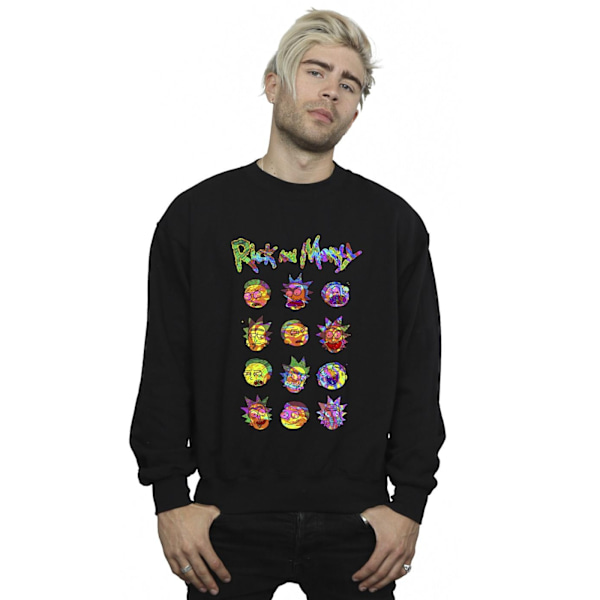 Rick And Morty Tie Dye Faces Sweatshirt 4XL Svart Black 4XL