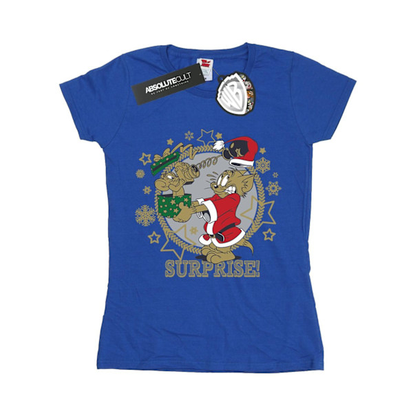 Tom And Jerry Dam/Damer Julöverraskning Bomull T-shirt X Royal Blue XL