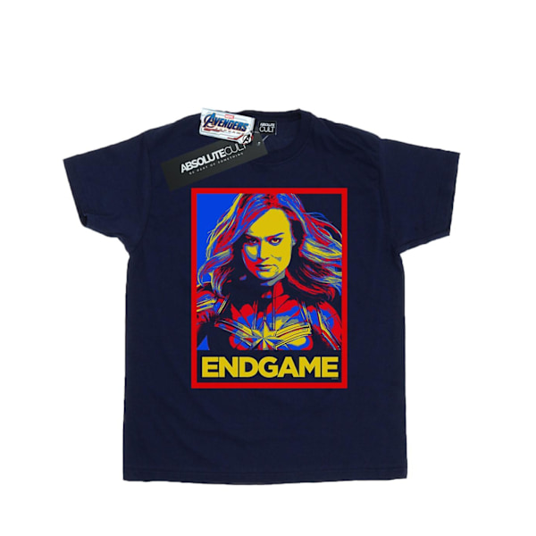 Marvel Girls Avengers Endgame Captain Marvel Poster Bomull T-shirt Navy Blue 12-13 Years