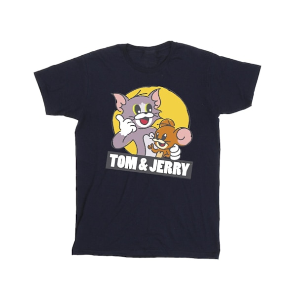 Tom och Jerry Girls Sketch Logo Bomull T-shirt 12-13 år Marinblå Navy Blue 12-13 Years