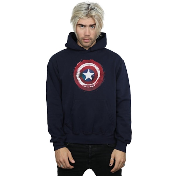 Marvel Herr Captain America Splatter Shield Hoodie 3XL Marinblå Navy Blue 3XL