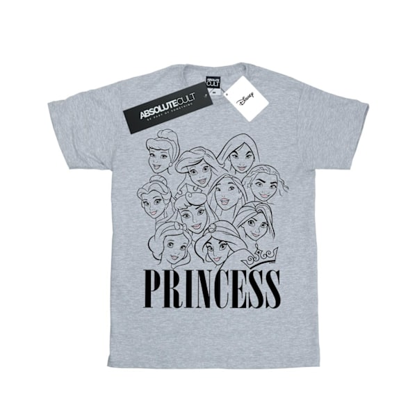 Disney Girls Princess Multi Faces Bomull T-shirt 9-11 År Sports Grey Sports Grey 9-11 Years