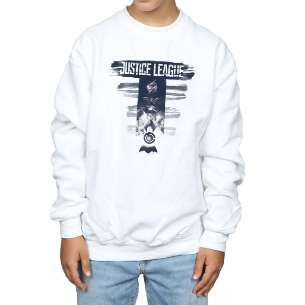 DC Comics Boys Justice League Movie Logo Badges Sweatshirt 5-6 White 5-6 Years