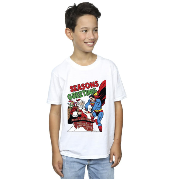 DC Comics Boys Superman Santa Comic T-Shirt 7-8 år Vit White 7-8 Years