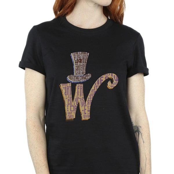 Willy Wonka Dam/Dam W Logo Hat Bomull Boyfriend T-Shirt 4 Black 4XL