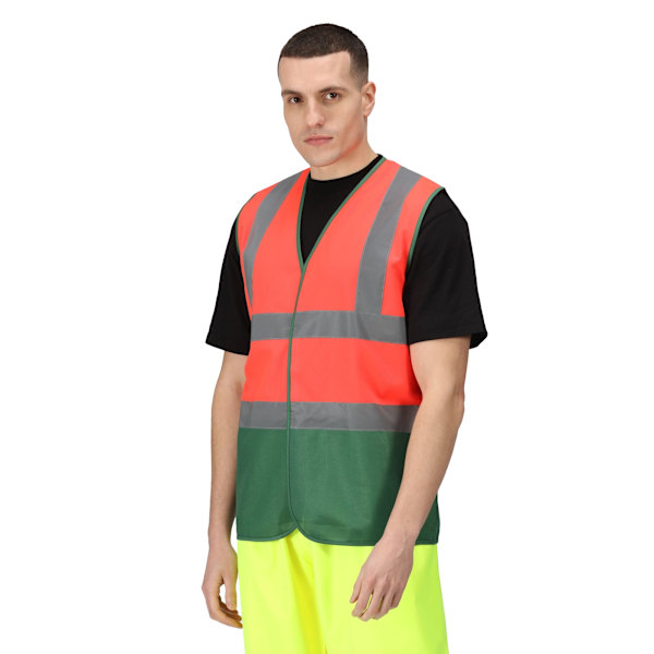 Regatta Professional Herr Tvåfärgad Varselväst L Fluorescerande Röd/Medi Fluro Red/Medical Green L