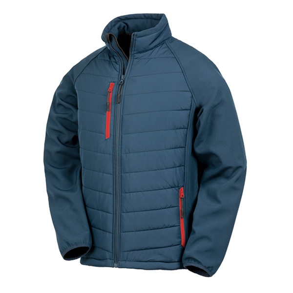 Resultat Herr Svart Kompass Vadderad Soft Shell Jacka XL Marinblå/Röd Navy/Red XL