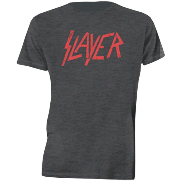 Slayer Unisex Vuxen Distressed Logo T-Shirt XL Kolgrå Charcoal Grey XL