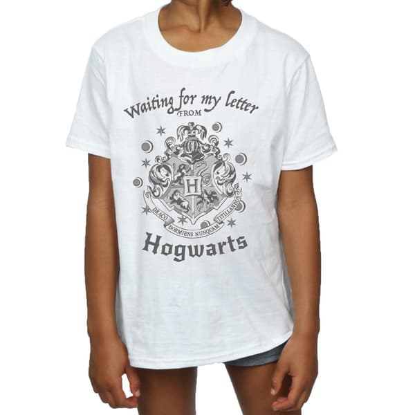 Harry Potter flickor väntar på mitt brev Hogwarts Crest bomull White 7-8 Years