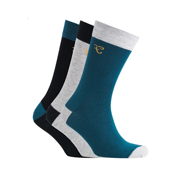 Farah Darby strumpor för män (3-pack) One Size Svart/Flaskgren/ Black/Bottle Green/Light Grey One Size