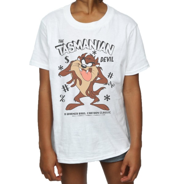 Looney Tunes Girls Vintage Tasmanian Devil Bomull T-shirt 7-8 år White 7-8 Years