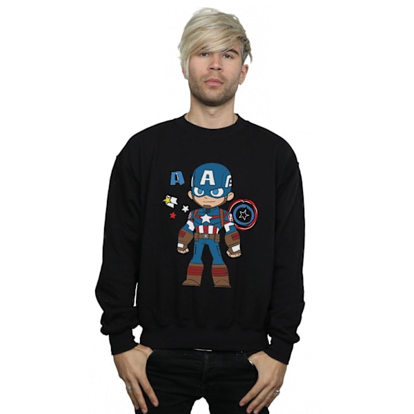 Marvel Herr Captain America Sketch Sweatshirt S Svart Black S