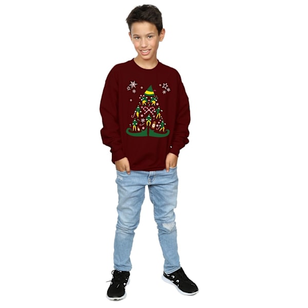 Elf Boys Julgran Sweatshirt 9-11 År Bourgogne Burgundy 9-11 Years