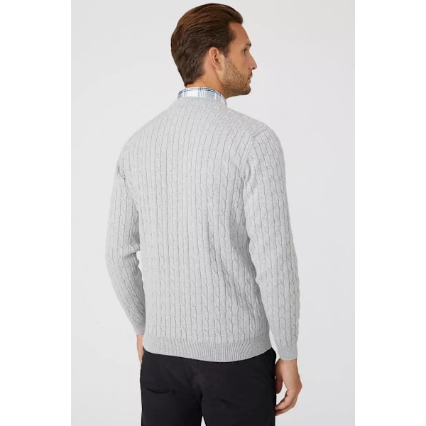 Maine Herr Cable Cotton Crew Neck Sweatshirt S Ljusgrå Light Grey S