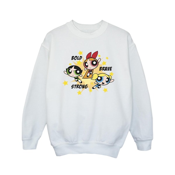 Powerpuffpinglorna Flickor Djärva Modiga Starka Sweatshirt 3-4 År White 3-4 Years