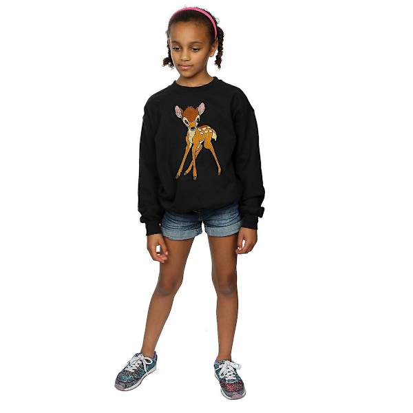 Bambi Girls Classic Cotton Sweatshirt 7-8 år Svart Black 7-8 Years