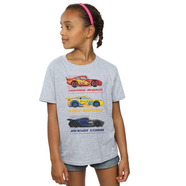 Cars Girls Racer Profile Bomull T-shirt 7-8 år Sports Grey Sports Grey 7-8 Years