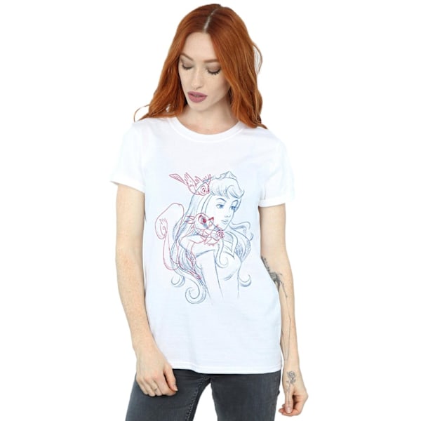 Disney Dam/Damer Aurora Animals Sketch Bomull Boyfriend T-Shirt XL Vit White XL