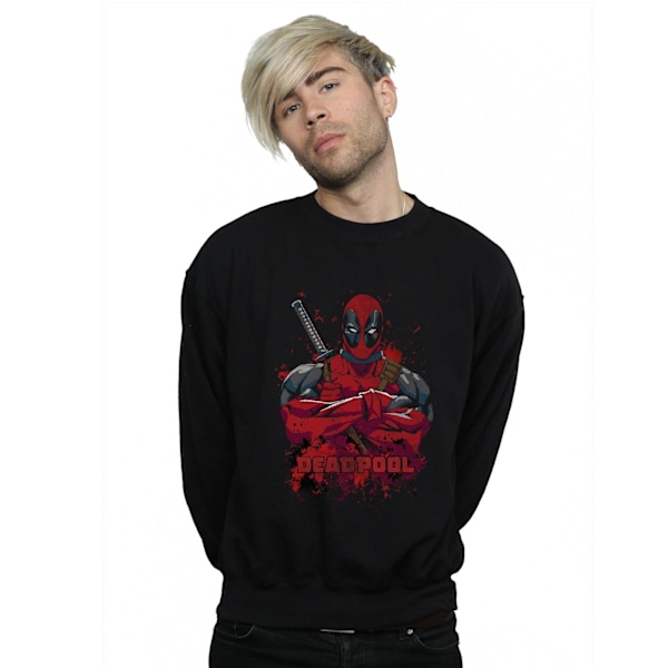 Marvel Deadpool Pose Splat Sweatshirt L Svart Black L