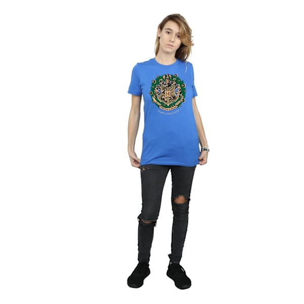 Harry Potter Dam/Damer Julkrans Bomull Boyfriend T-Shirt XXL Royal Blue Royal Blue XXL