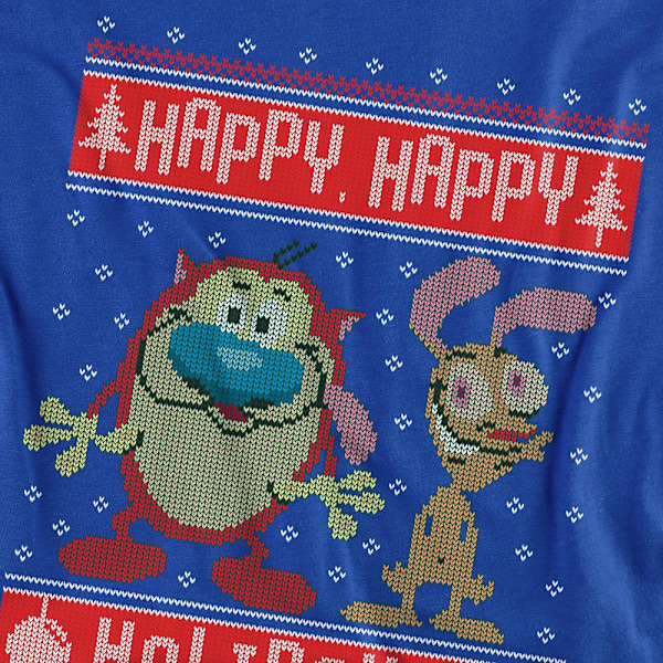 Ren & Stimpy Unisex Vuxen Glad, Glad Helg Jul Tröja Royal Blue XL