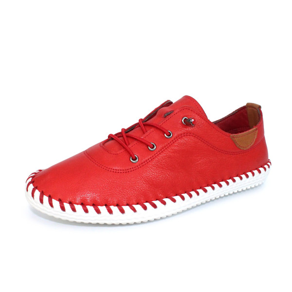 Lunar Dam/Dam St Ives Läder Plimsolls 4 UK Röd Red 4 UK