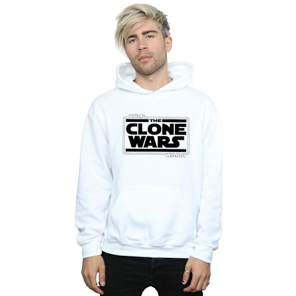 Star Wars Herr Clone Wars Logotyp Hoodie 4XL Vit White 4XL