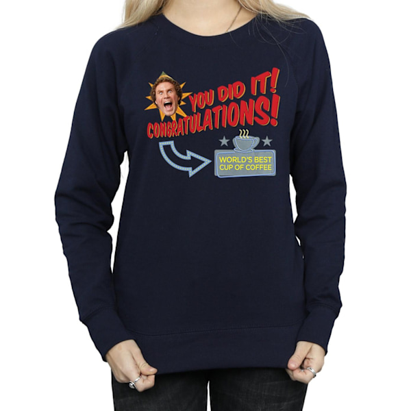 Elf Dam/Damer Världens Bästa Kaffe Sweatshirt L Marinblå Navy Blue L