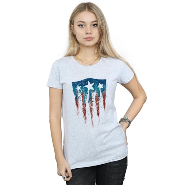 Marvel Dam/Kvinnor Captain America Flag Shield Bomull T-shirt Sports Grey XL