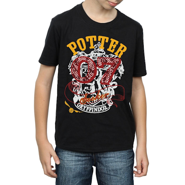 Harry Potter Boys Gryffindor Seeker T-shirt 7-8 år Svart Black 7-8 Years