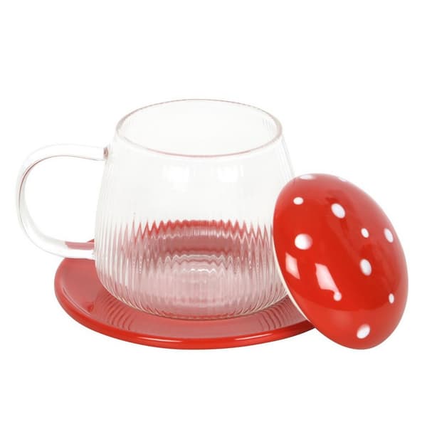 Something Different Svampp Glasmugg & Fat En Storlek Röd/Klar Red/Clear One Size