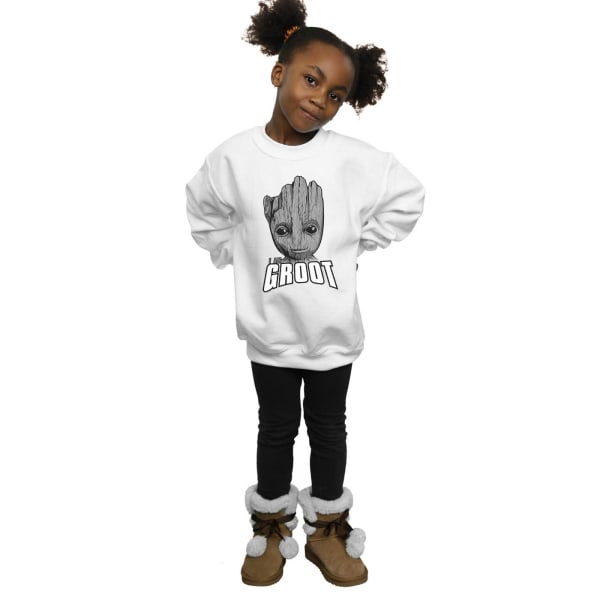 Marvel Girls Guardians Of The Galaxy Groot Face Sweatshirt 5-6 White 5-6 Years