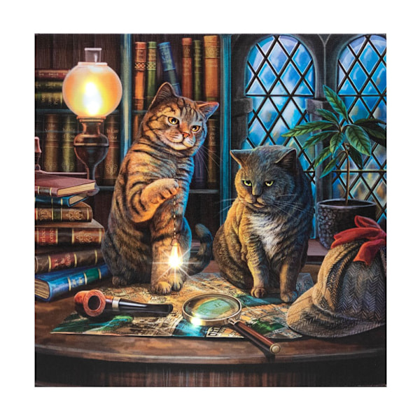 Lisa Parker Purrlock Holmes Ljus Upp Duk Plakett 30cm x 30cm Multicoloured 30cm x 30cm
