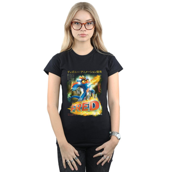 Disney Dam/Ladies Big Hero 6 Fred Anime Poster Cotton T-Shir Black XXL