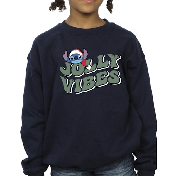 Disney Girls Lilo & Stitch Jolly Chilling Vibes Sweatshirt 5-6 Navy Blue 5-6 Years