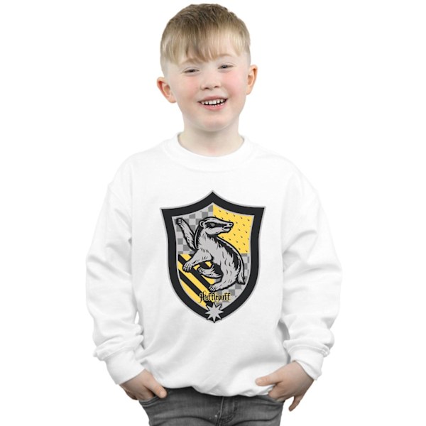 Harry Potter Pojkar Hufflepuff Crest Flat Sweatshirt 5-6 År Vit White 5-6 Years
