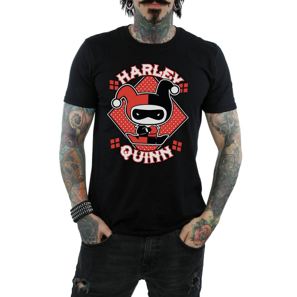 Harley Quinn Herr Chibi bomull T-shirt M Svart Black M