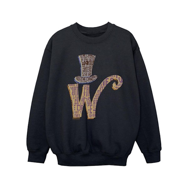 Willy Wonka Girls W Logo Hat Sweatshirt 9-11 år Svart Black 9-11 Years