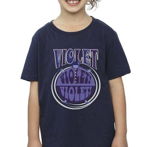 Willy Wonka Girls Violet Turning Violet Bomull T-shirt 3-4 år Navy Blue 3-4 Years