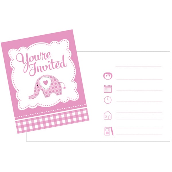 Kreativa festliga baby söta elefantinbjudningar (förpackning om 8) En Pink/White One Size