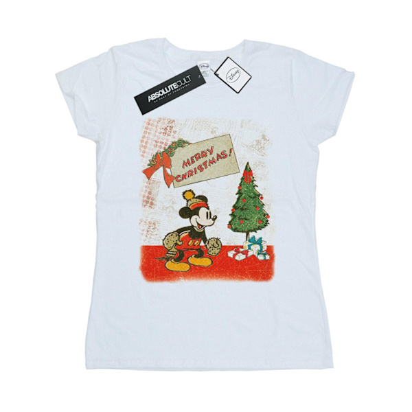 Disney Dam/Kvinnor Musse Pigg Vintage Jul Bomull T-shirt White XL