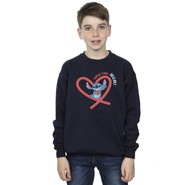Disney Boys Lilo & Stitch Love You Mum Sweatshirt 5-6 år Marinblå Navy Blue 5-6 Years