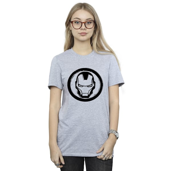 Marvel Dam/Kvinnor Iron Man Bröstlogotyp Bomull Pojkvän T-shirt Sports Grey 5XL