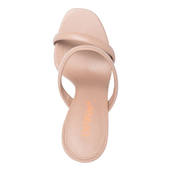 Off White Dams/Dam Läder Hög Blockklack Mules 3 UK Beige Beige/Orange 3 UK
