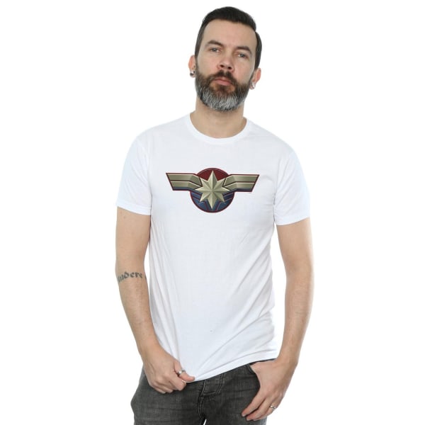 Marvel Herr Captain Marvel Bröst Emblem T-shirt 4XL Vit White 4XL