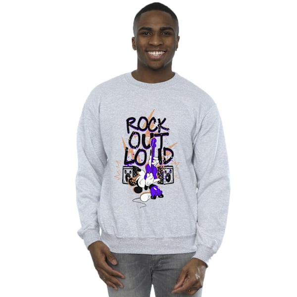 Disney Mens Mickey Mouse Rock Out Loud Sweatshirt S Sports Grey Sports Grey S