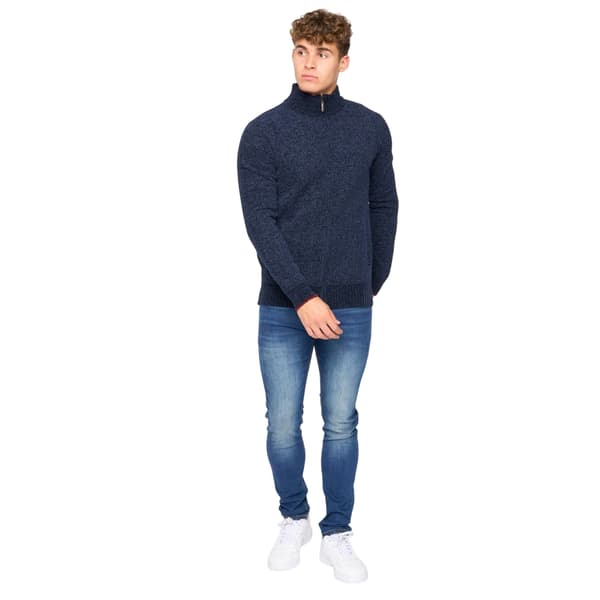 Bewley & Ritch Gladstone Stickad Tröja med Trattkrage för Män L Navy L