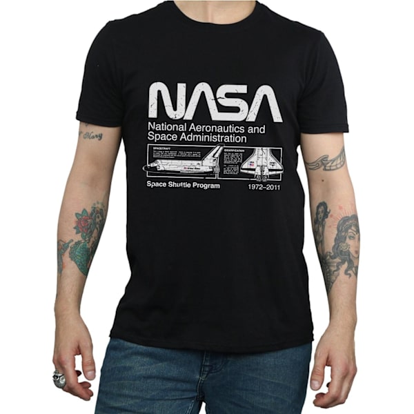 NASA Herr Space Shuttle Bomull T-shirt L Svart Black L