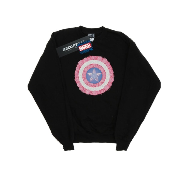 Marvel Womens/Ladies Captain America Flowers Shield Sweatshirt Black S